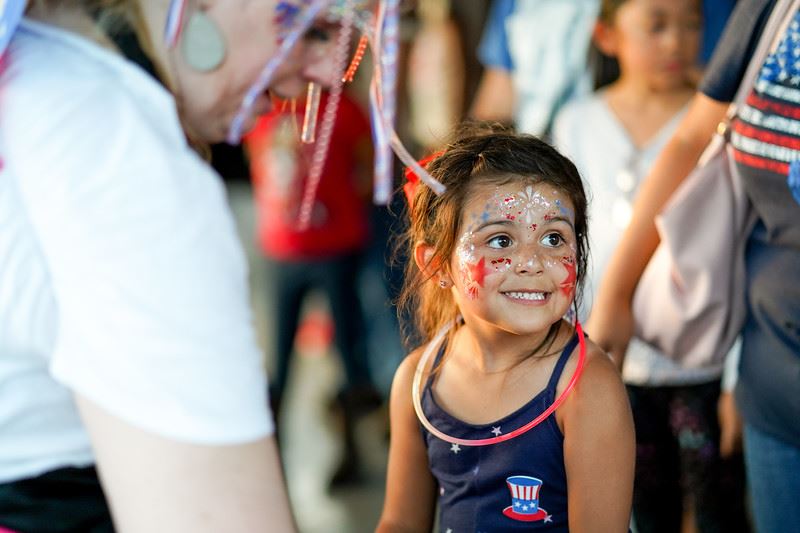 Girl with Patriotic Face Paint